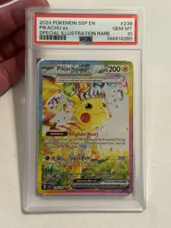 2024 POKEMON PIKACHU EX 238 SPECIAL ILLUSTRATION RARE SURGING SPARKS PSA 10 - Image 4
