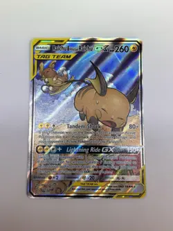 2019 Pokemon TCG S&M Raichu & Alolan Raichu GX Alternate Art 221/236 - M/NM - Image 1