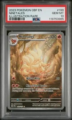 2023 POKEMON OBF EN-OBSIDIAN FLAMES ILLUSTRATION RARE #199 NINETALES PSA 10 - Image 1