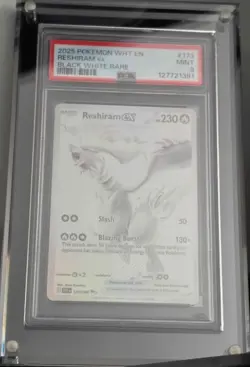 PSA 9 RESHIRAM EX 2025 POKEMON WHT EN-WHITE FLARE BLACK WHITE RARE #173 - Image 3
