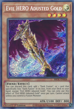 YUGIOH EVIL HERO ADUSTED GOLD SECRET RARE BROL-EN068 NEAR MINT - Image 1