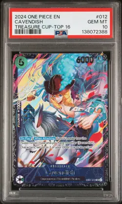 2024 ONE PIECE PROMOS TREASURE CUP-TOP 16 #012 CAVENDISH PSA 10 - Image 1