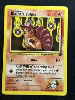 Blaine's Vulpix Gym Challenge 066/132 Pokemon card NM - Image 1
