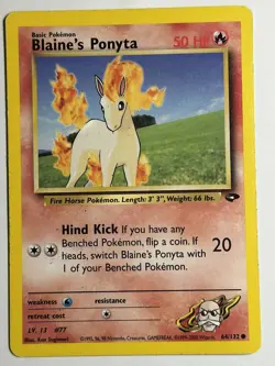 Blaine's Ponyta Gym Challenge 064/132 MP-LP Pokemon Card - Image 1