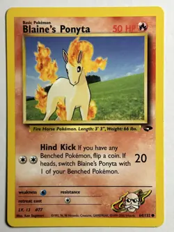 Blaine's Ponyta Gym Challenge 064/132 MP-LP Pokemon Card - Image 1