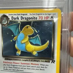 2000 Pokemon Rocket TCG DARK DRAGONITE-HOLO Card #5 PSA 8 Near Mint Swirl CLEAN - Image 2