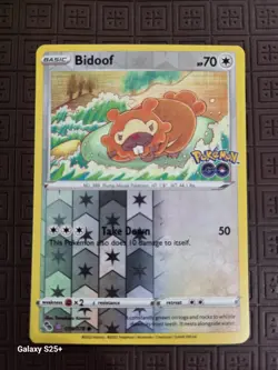 Bidoof 059/078 Peelable Ditto Reverse Holo Pokemon GO Stamp Pokemon TCG Card NM - Image 2