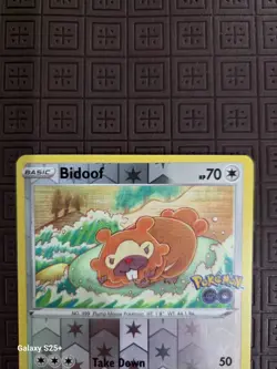 Bidoof 059/078 Peelable Ditto Reverse Holo Pokemon GO Stamp Pokemon TCG Card NM - Image 4