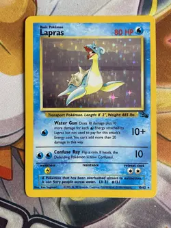 Pokemon TCG Lapras Fossil 10/62 Holo Unlimited Holo Rare - MP - Image 1