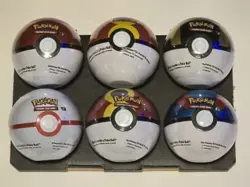6 x Pokemon TCG Pokeball Tins - 18 Booster Packs Factory Sealed Costco Confirmed - Image 1