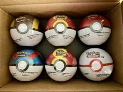 6 x Pokemon TCG Pokeball Tins - 3 Booster Packs Each: Factory Sealed Costco - Image 1
