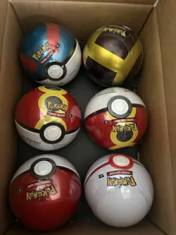 6 x Pokemon TCG Pokeball Tins - 18 Booster Packs Factory Sealed Costco New - Image 1
