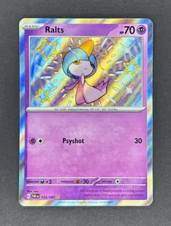 Shiny Ralts 153/091 Pokemon TCG SV: Paldean Fates Holo - Image 1