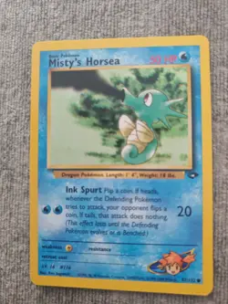 Pokemon Cards: Gym Challenge Common: Misty's Horsea 87/132 LP WOTC Vintage TCG - Image 1