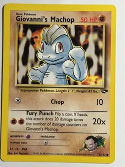 Giovanni's Machop Gym Challenge 072/132 MP-LP Pokemon Card - Image 1