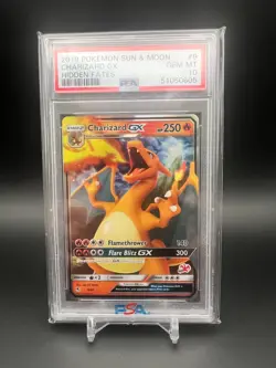 2019 POKEMON SUN & MOON HIDDEN FATES #9 CHARIZARD GX PSA 10 - Image 1