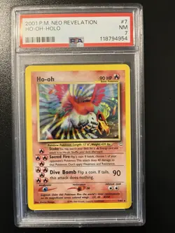 2001 POKEMON NEO REVELATION #7 HO-OH-HOLO PSA 7 - Image 1