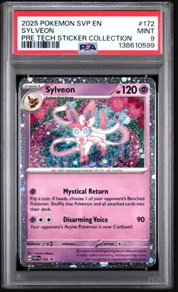 2025 POKEMON SVP PROMO PRISMATIC EVOLUTIONS TECH STICKER COLL #172 SYLVEON PSA 9 - Image 1