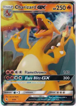 Pokemon Charizard GX 9/68 Hidden Fates Ultra Rare Full Art Holo 250 HP NM - Image 1
