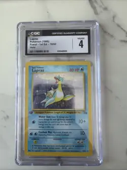 Lapras *CGC 4* 1st Edition *Holo* Fossil *10/62* 1999 * Pokemon - Image 1