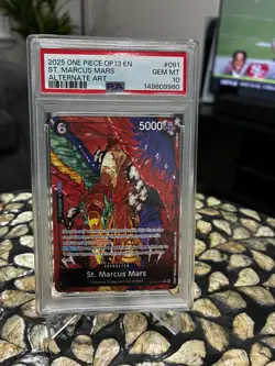 One Piece TCG St. Marcus Mars Alternate Art OP13-091 PSA 10 Carrying On His Will - Image 1