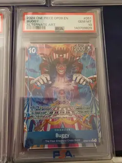 2024 ONE PIECE OP09-EMPERORS IN THE NEW WORLD 051 BUGGY ALTERNATE ART PSA10 - Image 1