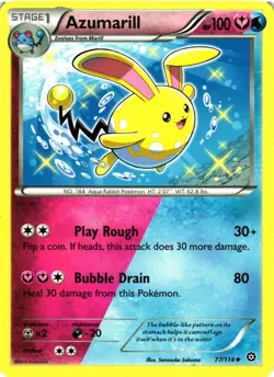Pokemon TCG Azumarill XY Steam Siege 77/114 LP - Image 1