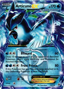 Pokemon TCG Articuno EX Black & White 25/135 Plasma Storm Ultra Rare LP - Image 1