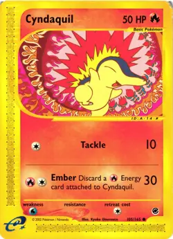 Pokemon TCG Cyndaquil Expedition Base Set 105/165 Regular Common DMG - Image 1