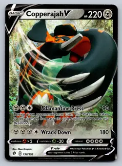 Copperajah V 136/192 Holo Rare V Rebel Clash Pokemon Near Mint - Image 1