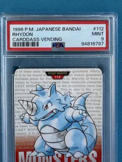 Japanese 1996 Rhydon Bandai Carddass Graded Pokemon Pocket Monsters PSA 9 - Image 3