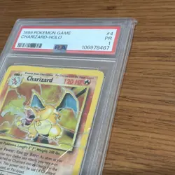 1999 POKEMON TCG BASE SET UNLIMITED CHARIZARD HOLO 4/102 PSA 1 - Image 5