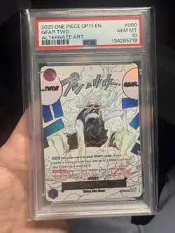 Namco One Piece CCG Gear Two Event OP11-080 Alt Art Foil Rare PSA 10 2025 - Image 1