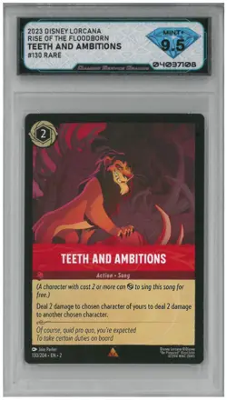 Lorcana Rise of the Floodborn TEETH AND AMBITIONS #130 Rare 💎 DSG 9.5 Mint+ - Image 1