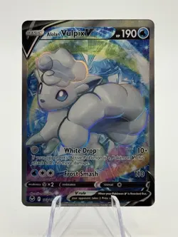 Pokemon TCG Alolan Vulpix v 173/195 Silver Tempest Full Art Ultra Rare Holo Card - Image 1