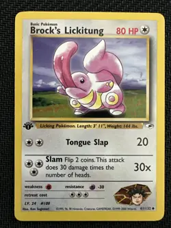 Pokemon Card - Brock's Lickitung Gym Heroes 41/132 Uncommon 1st Edition - Image 1