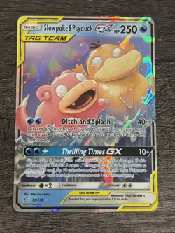 Pokemon Slowpoke & Psyduck GX Holo Card 35/236 Tag Team Sm-Unified Minds *CLEAN* - Image 1