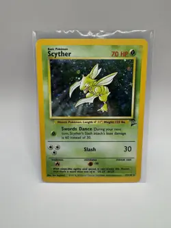 Pokemon TCG Scyther Base Set 2 Holo Unlimited Rare Card 17/130 LP - Image 1