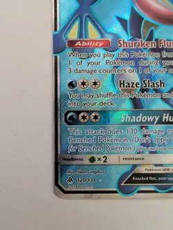 Pokemon Greninja GX 120/131 Ultra Rare Full Art Holo SM Forbidden Light TCG Card - Image 5