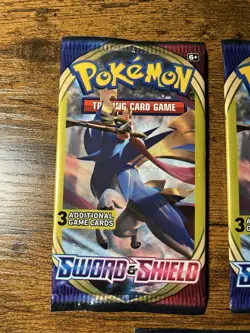 Pokemon Card Sword and Shield Base 3 Card Booster Pack Lot Of 3 Sealed - Image 2