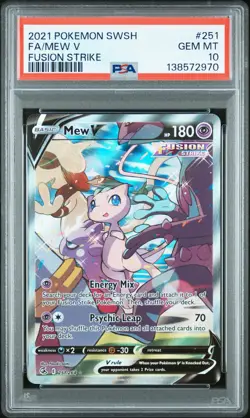 Mew V PSA 10 Alt Art Fusion Strike Pokemon Card 251/264 Sword & Shield FA - Image 1