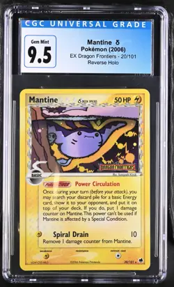 CGC 9.5 Mantine δ 20/101 Ex Dragon Frontiers Reverse Holo Rare Pokemon Card - Image 1