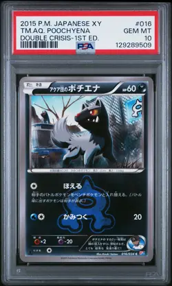 2015 POKEMON JPN XY DOUBLE CRISIS 1ST ED #016 TEAM AQUA'S POOCHYENA PSA 10 - Image 1