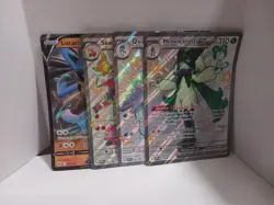 Four LARGE POKEMON CARDS QUAQUAVAL, SKELEDIRGE, LUCARIO, MEOWSCARADA 7 1/2 Inche - Image 1