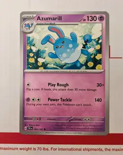 Azumarill Temporal Forces 065/162 Pokemon TCG Card NM/M - Image 1