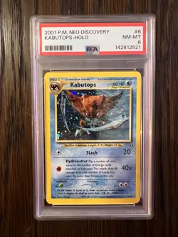 Pokemon TCG 2001 Neo Discovery 6 Kabutops Holo PSA 8 - Image 1