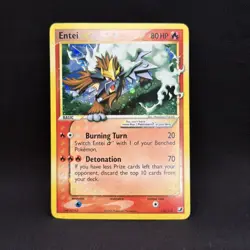 2005 Gold Star Entei 113/115 Pokemon Unseen Forces Holo LP/NM - Image 1
