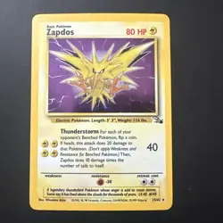 Pokemon Zapdos HOLO 15/62 Fossil Set Rare! LP - Image 1