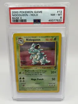 2000 POKEMON BASE SET 2 Unlimited #12 NIDOQUEEN HOLO Rare PSA 8 - Image 1