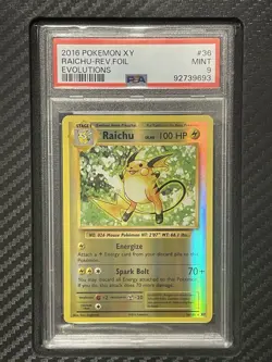 2016 PSA 9 Raichu Reverse Foil #36 Pokemon TCG XY Evolutions - Image 1